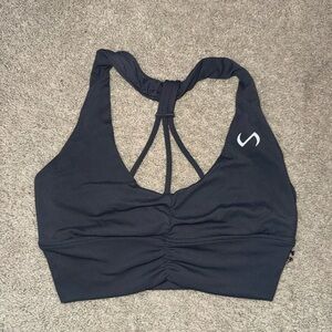 TLF Grey Halter Sports Bra with Strappy Back